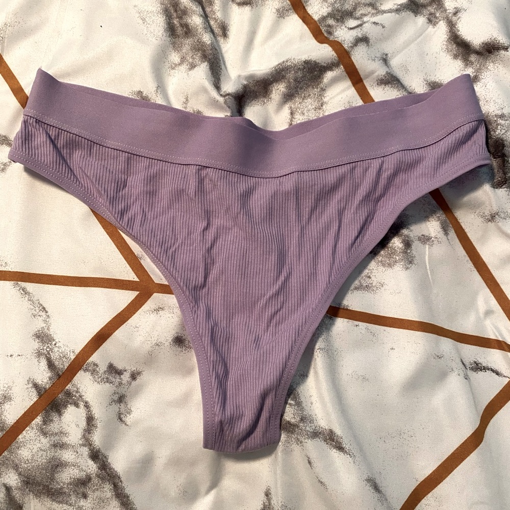 BootayBag high waisted, ribbed, purple thong panties, size M